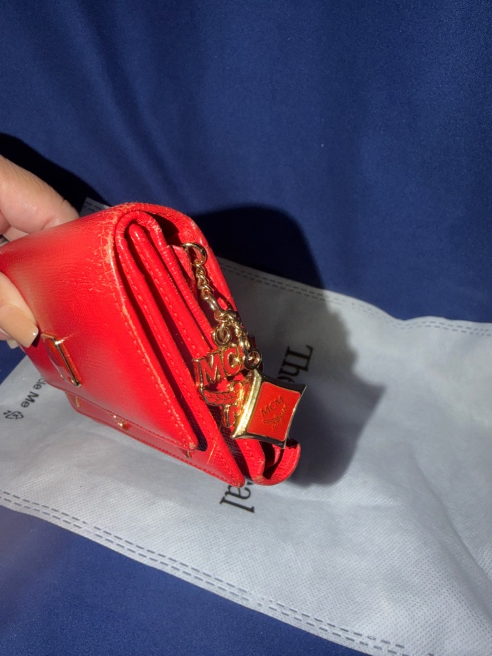 MCM Red Leather Logo Plaque Wallet - Picture 3 of 9